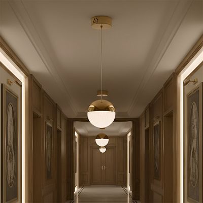 Solitare LED Pendant  3-Color Dimmable 2.5 Adjustable Length-French Gold