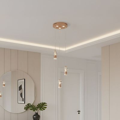 Evora LED 3Pc Pendant set - 3 Color Dimmable 4m Adjustable Length -French Gold