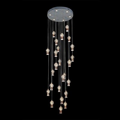 Solitare LED 25Pc Staircase Chandelier -3 Color  Dimmable 4m Adjustable Length -French Gold Solitare LED 25Pc Staircase Chandelier -3 Color  Dimmable 4m Adjustable Length -French Gold
