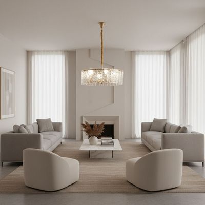 Spencer Modern Glass Chandelier 60cm- Copper Gold