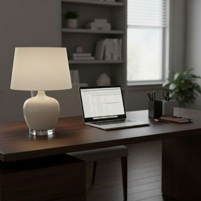 Pearl Ceramic Table Lamp ML256213 D33x48cm Cream E27