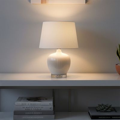 Pearl Ceramic Table Lamp ML256213 D33x48cm Cream E27