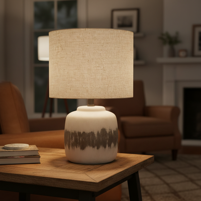 Zegna Ceramic Table Lamp ML256230 D25x39cm Grey E27