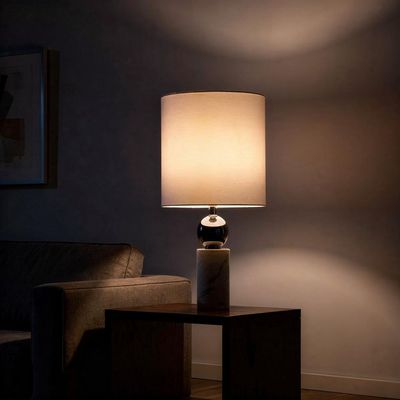 Venice Marble Table Lamp ML256236 D23x48cm Marble White E27