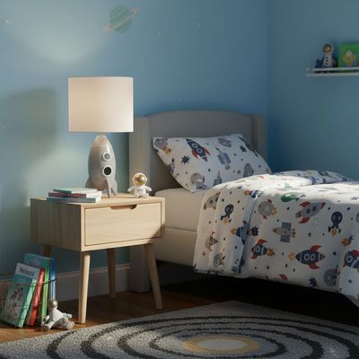 Space Resin Rocket Table Lamp D23x41cm-White