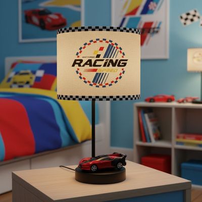 Car Metal Table Lamp with car printing ML256249 D20x43cm Multi Color E27