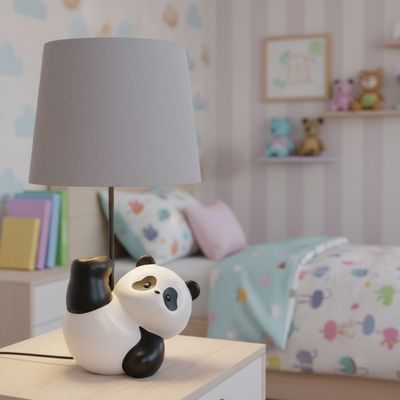 Panda Resin Table LampLed ML256251 12x13x21cm White & Black LED