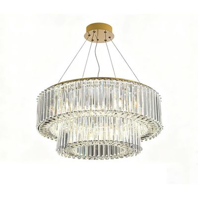 Gala Led  2Tier Crystal  Chandelier W/3 Color Dimmable Light 60Cm-Chrome