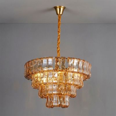Nexus 10 Light Modern Glass Chandelier 60cm - Gold
