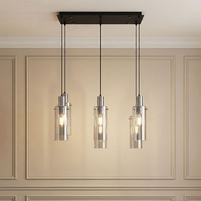 Delight 6 Lights Glass Chandelier - 70cm Smoke Black