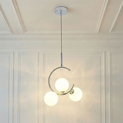 Opal Glass Pendant - Chrome