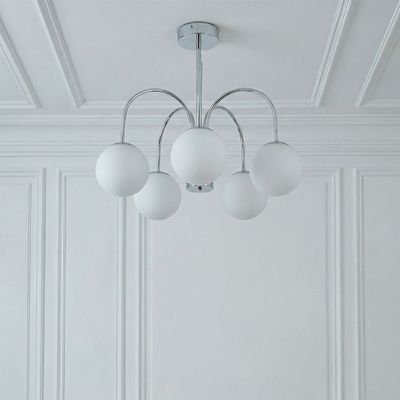 Opal Glass Chandelier - Chrome