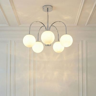 Opal Glass Chandelier - Chrome