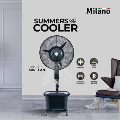 Milano SpiderMist Fan 26" Black Combo Offer