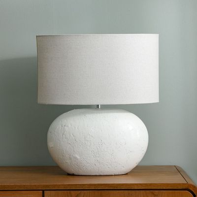 Hugo Terracotta Table Lamp - White - 44x21.5x53 cm - With 2-Year Warranty