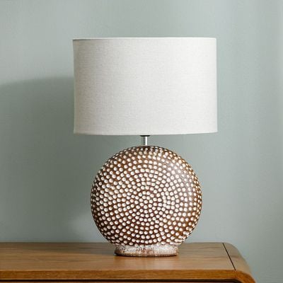 Hugo Ceramic Table Lamp - Brown/White - 30x21x46.5 cm - With 2-Year Warranty