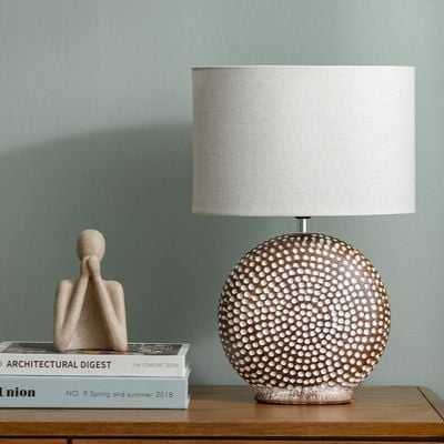 Hugo Ceramic Table Lamp 30*21*46.5Cm E27 Brown White 451-6