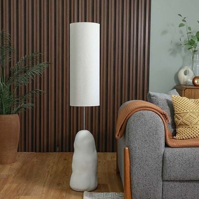 Hugo Ceramic Floor Lamp - Matt White - 25x25x139 cm - With 2-Year Warranty