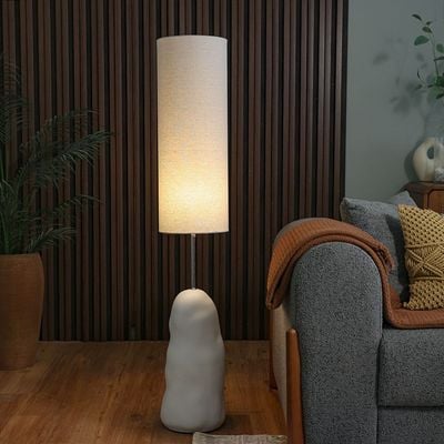 Hugo Ceramic Floor Lamp - Matt White - 25x25x139 cm - With 2-Year Warranty