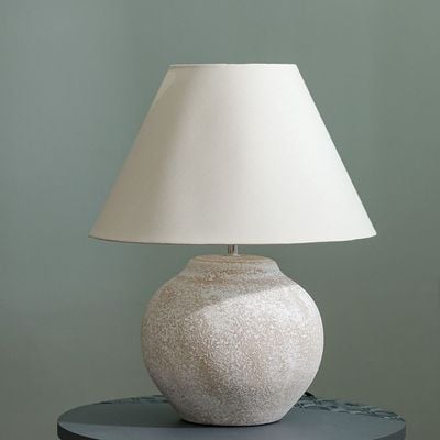 Hugo Ceramic Table Lamp - 41x41x51 cm - Beige - With 2-Year Warranty
