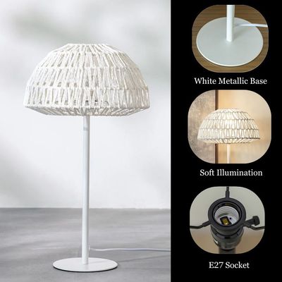 Hampton Table Lamp Metal - White - 30x53 cm - With 2-Year Warranty 
