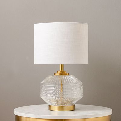 Hampton Metal Table Lamp - Clear/White - 28x45 cm - With 2-Year Warranty