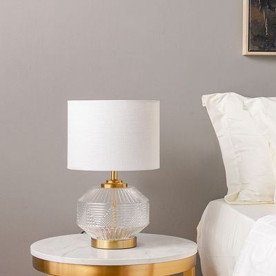 Hampton Metal Table Lamp - Clear/White - 28x45 cm - With 2-Year Warranty