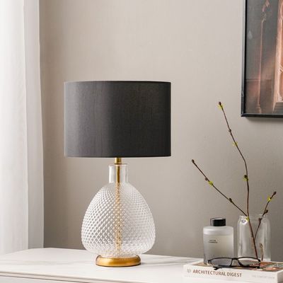 Hampton Metal Table Lamp - Clear/Black - 30x52 cm - With 2-Year Warranty