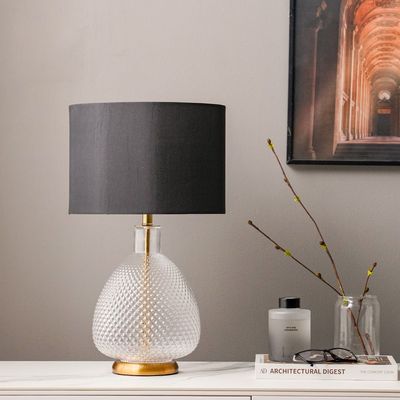 Hampton Metal Table Lamp - Clear/Black - 30x52 cm - With 2-Year Warranty