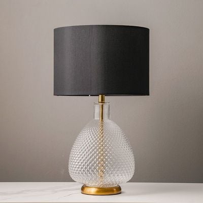 Hampton Metal Table Lamp - Clear/Black - 30x52 cm - With 2-Year Warranty