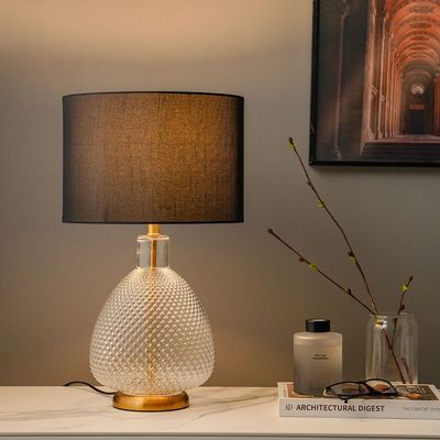 Hampton Metal Table Lamp - Clear/Black - 30x52 cm - With 2-Year Warranty