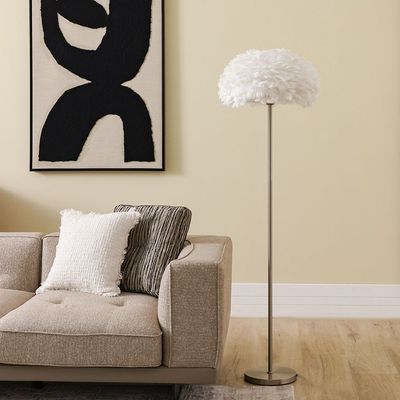 Hampton Floor Lamp - Silver/White - 155 cm - With 2-Year Warranty