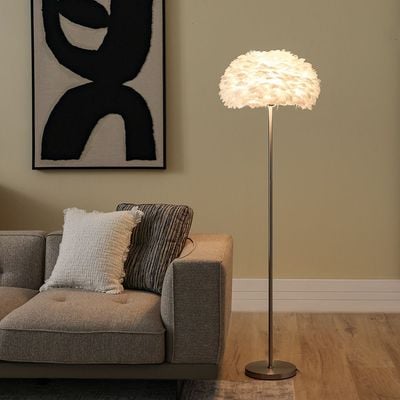 Hampton Floor Lamp - Silver/White - 155 cm - With 2-Year Warranty