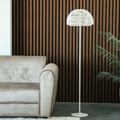 Hampton Metal Floor Lamp - White - 39x159 cm - With 2-Year Warranty