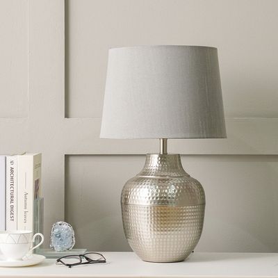 Hampton Metal Table Lamp Metal - Silver - 33x53 cm - With 2-Year Warranty