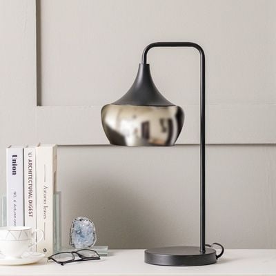 Bella Glass Table Lamp - Smoke/Black - 22x22x52 cm - With 2-Year Warranty