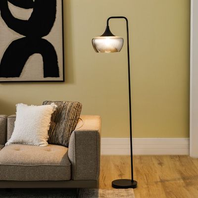 Bella Glass Floor Lamp Smoke/Black 30.5X30.5X161Cm Fl23607