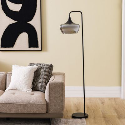 Bella Glass Floor Lamp Smoke/Black 30.5X30.5X161Cm Fl23607