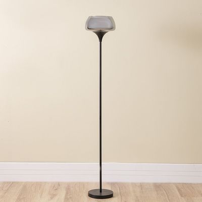 Bella Glass Floor Lamp - Smoke/Black - 30.5x30.5x176 cm - With 2-Year Warranty