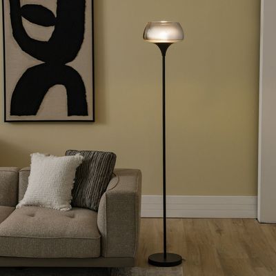 Bella Glass Floor Lamp Smoke/Black 30.5X30.5X176Cm Tor23607