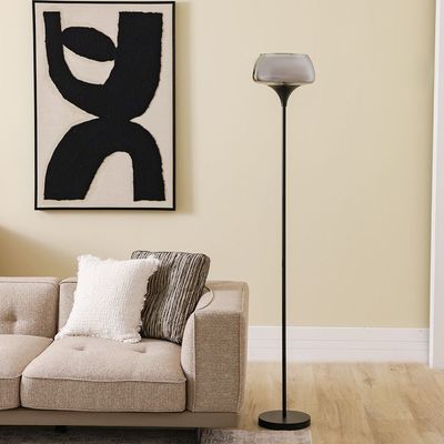 Bella Glass Floor Lamp Smoke/Black 30.5X30.5X176Cm Tor23607