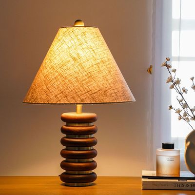 Hamilton Wooden Table Lamp - Brown/Beige - 38x38x58 cm - With 2-Year Warranty