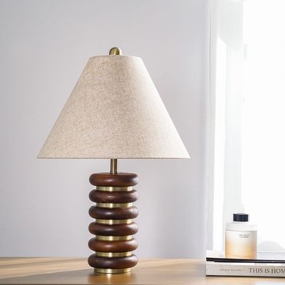 Hamilton Wooden Table Lamp - Brown/Beige - 38x38x58 cm - With 2-Year Warranty