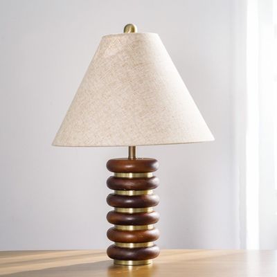 Hamilton Wooden Table Lamp - Brown/Beige - 38x38x58 cm - With 2-Year Warranty