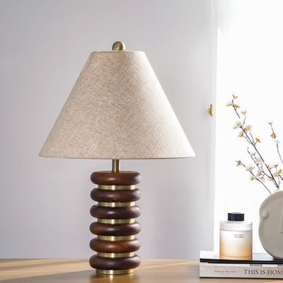 Hamilton Wooden Table Lamp - Brown/Beige - 38x38x58 cm - With 2-Year Warranty