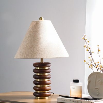 Hamilton Wooden Table Lamp - Brown/Beige - 38x38x58 cm - With 2-Year Warranty