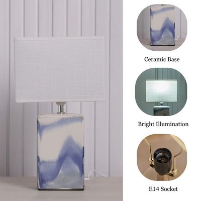 Hugo Ceramic Table Lamp - White - 20x10x34 cm 
