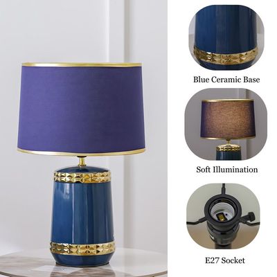 Hugo Ceramic Table Lamp - Blue  - 30x30x47 cm 