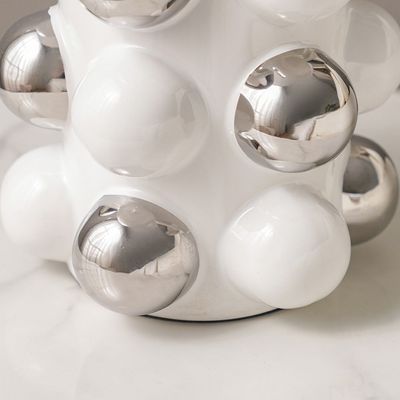 Hugo Ceramic Table Lamp- White - 28x28x47 cm 