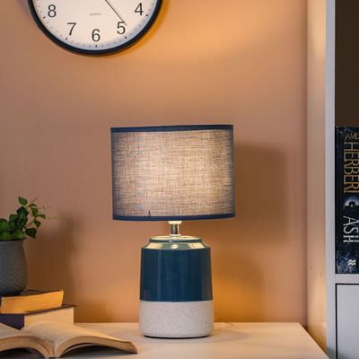 Hugo Ceramic Table Lamp - Blue - 20x20x36 cm - With 2-Year Warranty